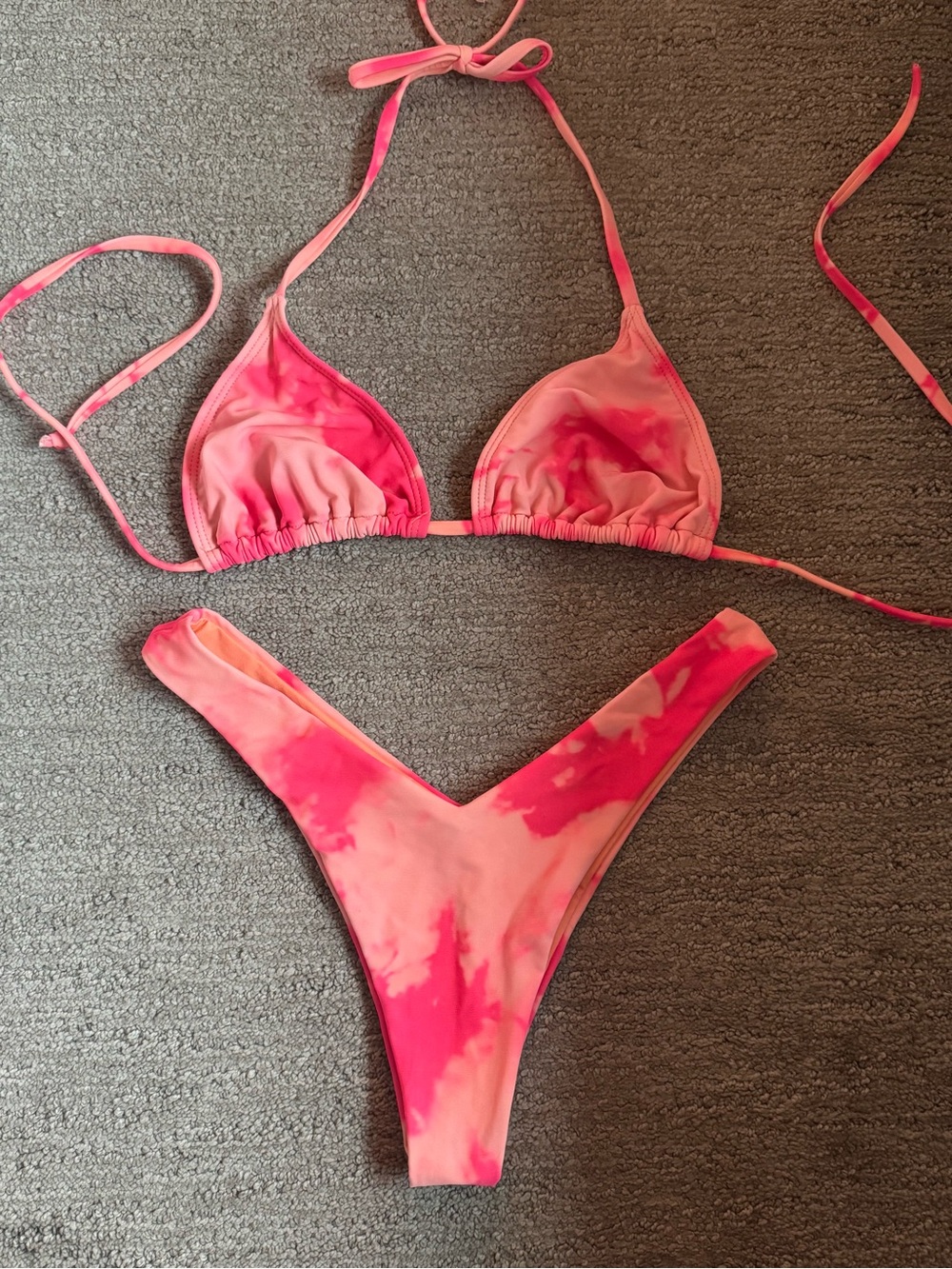 Billabong Pink Tie-Dye Triangle Bikini Set